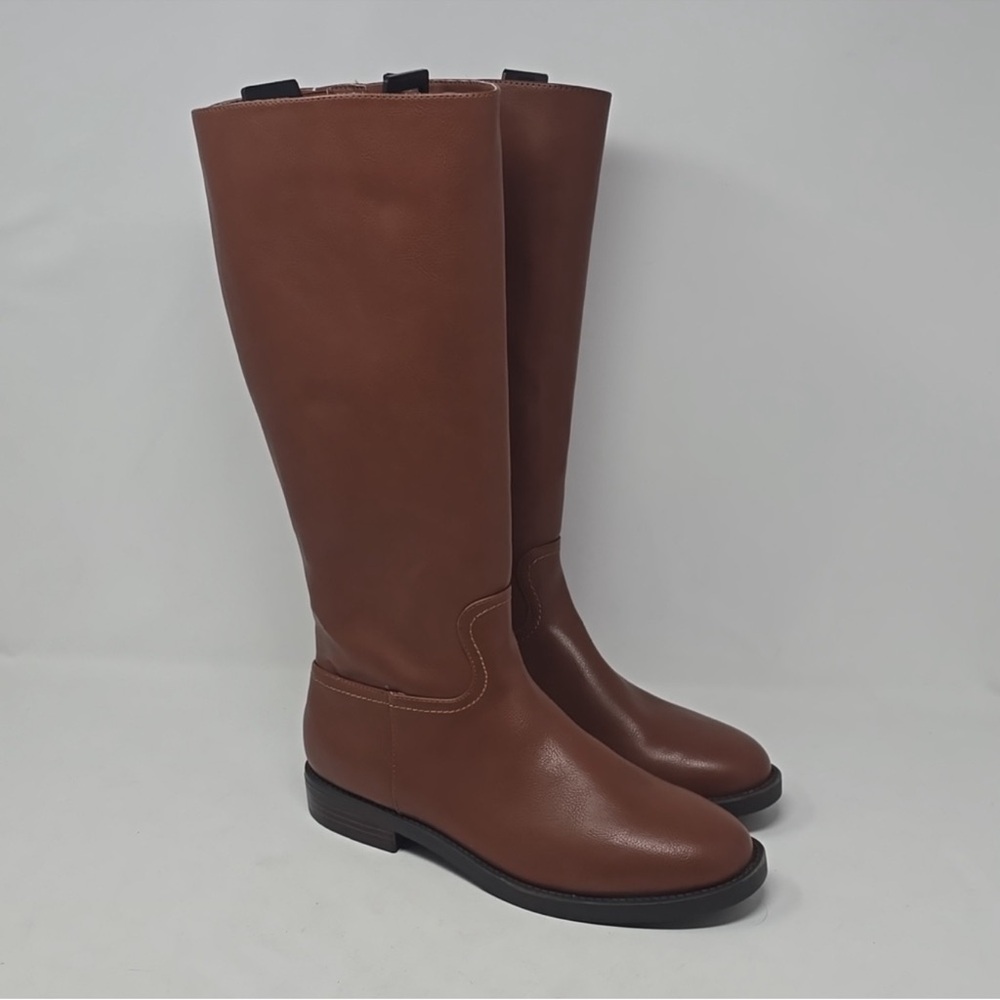 NWT NEW Ann Taylor Loft Brown Faux Vegan Leather Knee High Ridding Boots Size 9 - Picture 3 of 6